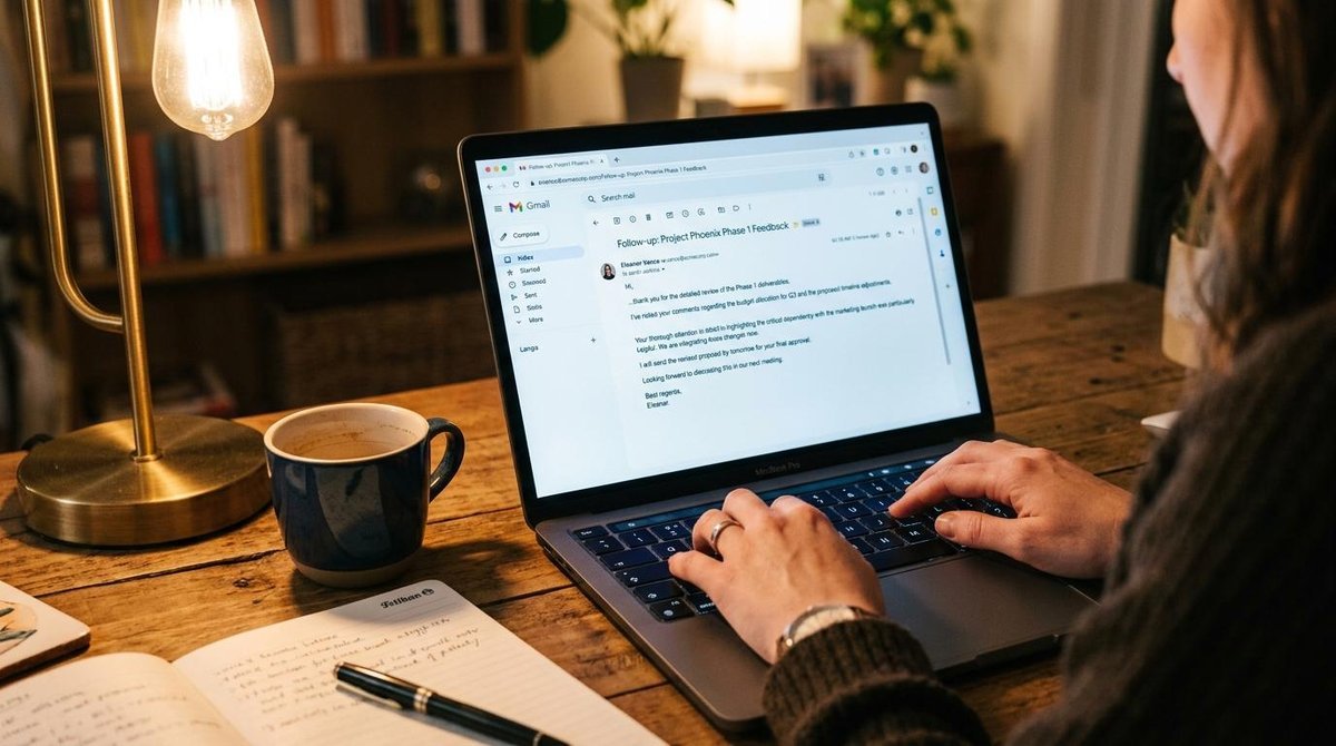 Persona revisando sus emails en una laptop