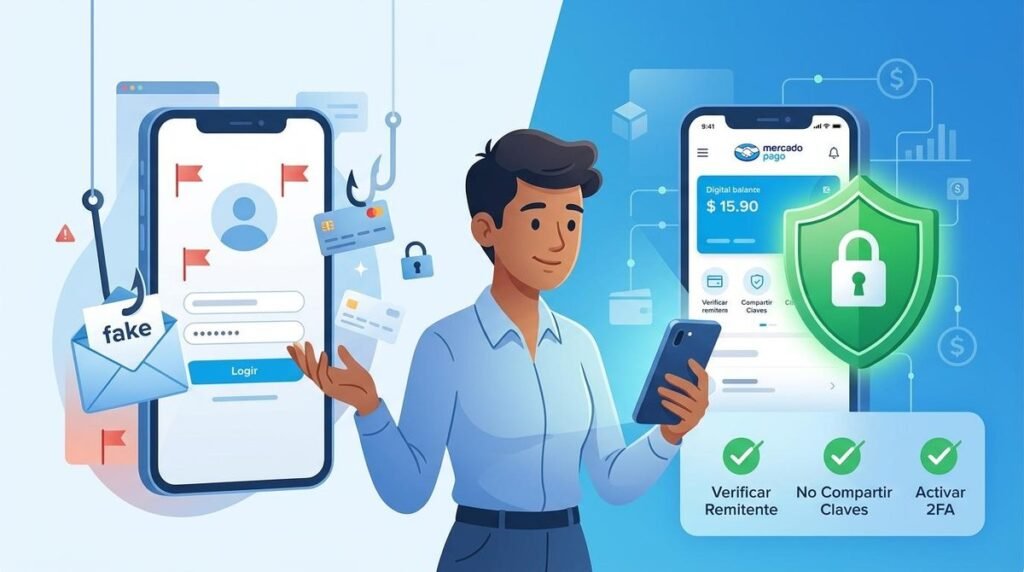 Representación visual de persona evitando phishing
