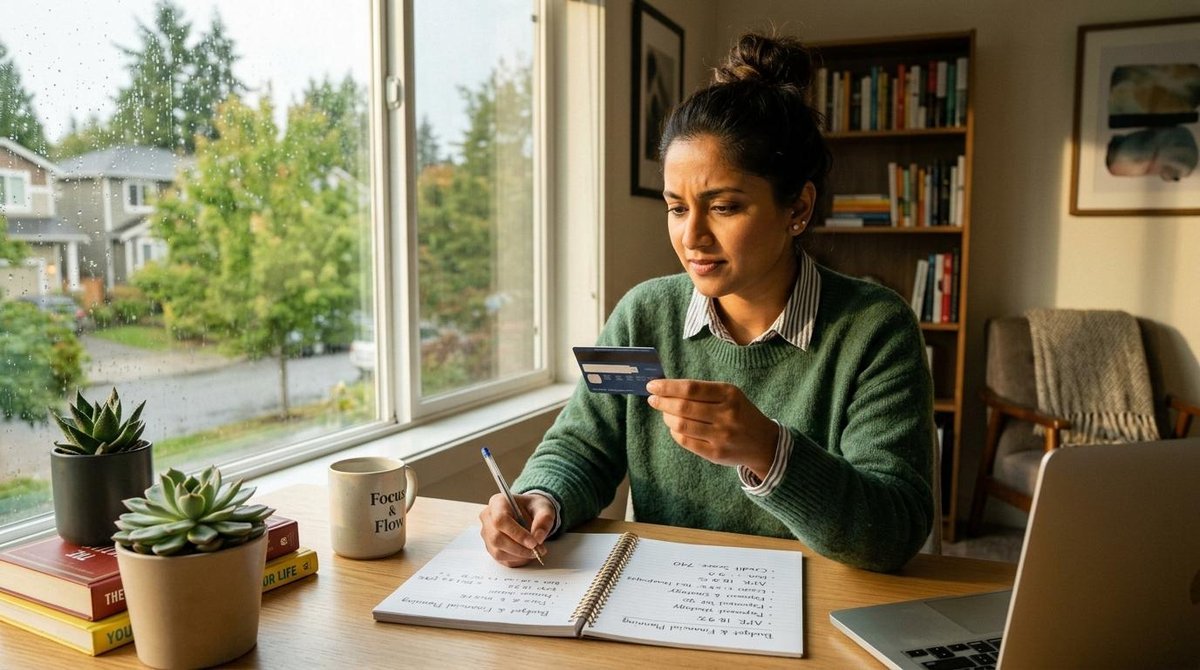 Mujer que hace un uso responsable de la tarjeta de crédito.