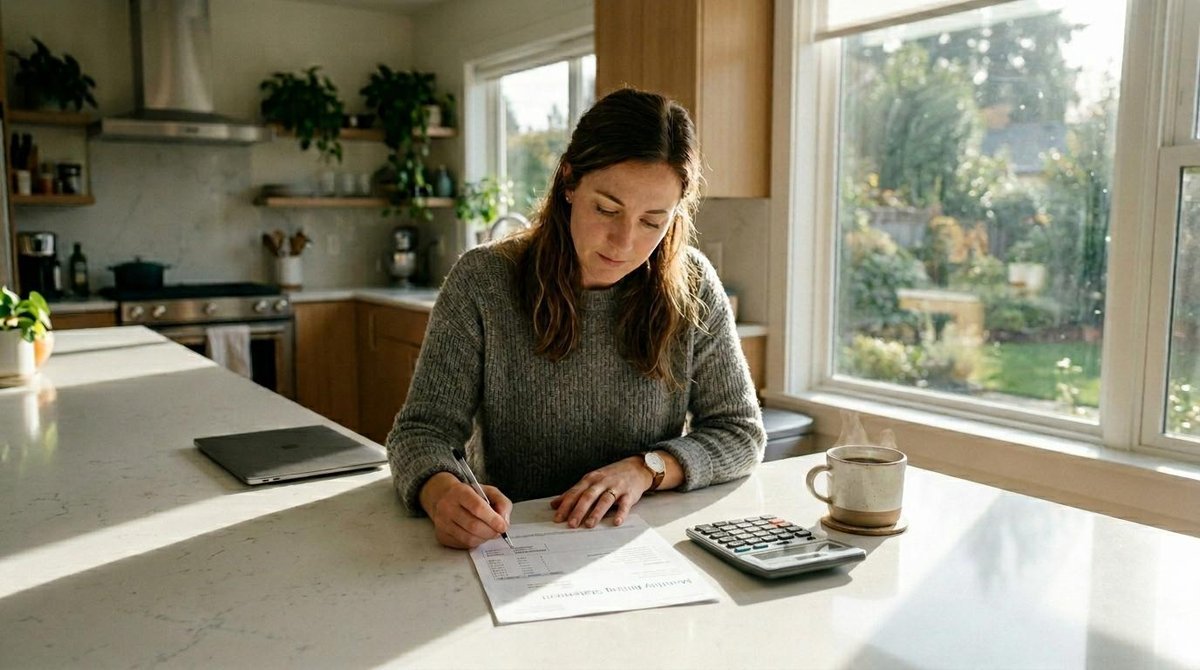 Mujer que revisa el ciclo de facturación en su estado de cuenta.